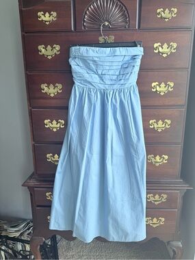 Abercrombie & Fitch Strapless Light Blue Pleated Bodice Dress